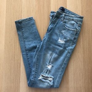 Wax Torn Skinny Jeans